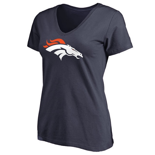 NFL Women's Denver Broncos Navy Primary Team Logo Slim Fit T-Shirt